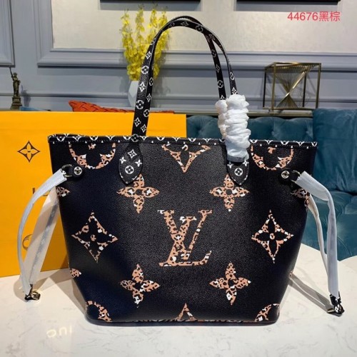 Louis Vuitton Monogram Canvas Original Leather Neverfull MM M44567 Černá