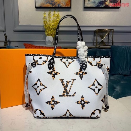 Louis Vuitton Monogram Canvas Original Leather Neverfull MM M44567 White
