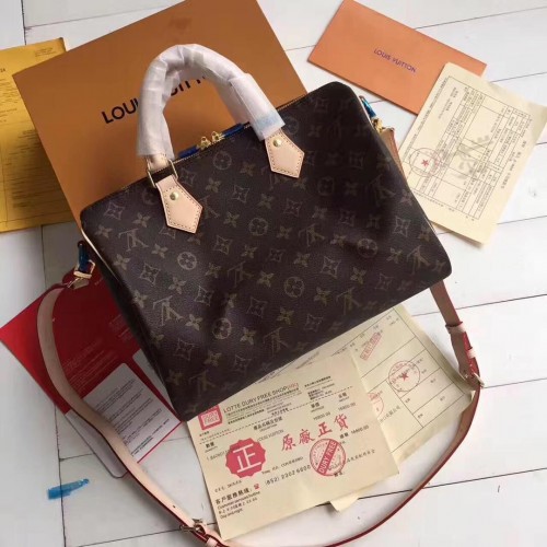 Kabelka Louis Vuitton Monogram Canvas Speedy 30 s ramenním popruhem M40391