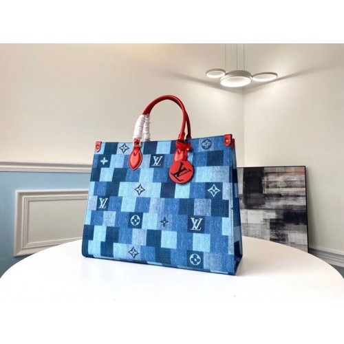 Louis Vuitton Monogram Damier Onthego kabelka M44992 modrá