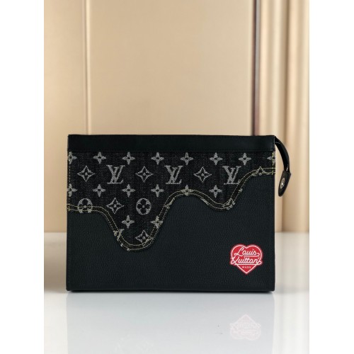 Louis Vuitton Monogram Drip Taurillon POCHETTE VOYAGE Denim M45961 Černá