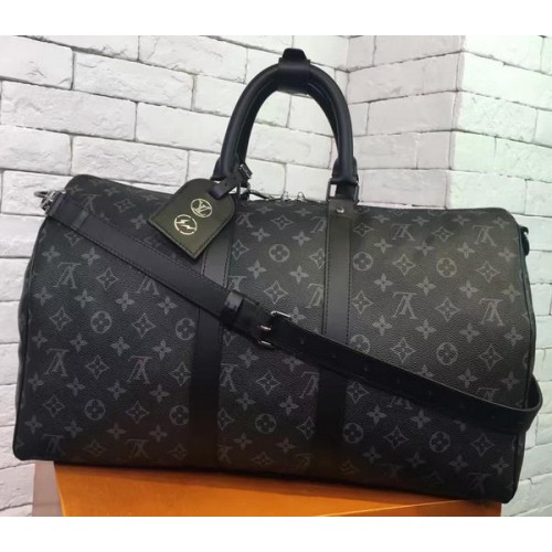 Louis Vuitton Monogram Eclipse Canvas Keepall 45 Bandouliere N40569