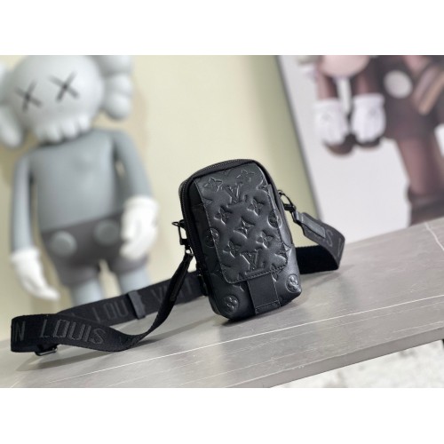 Louis Vuitton Monogram Empreinte Double Phone Pouch NM M81323 Black