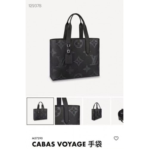 Louis Vuitton Monogram Taurillon Shadow Originální kožená taška Cabas Voyage M57290 černá