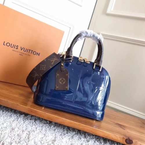 Monogram Louis Vuitton Vernis ALMA BB M54704 Modrá