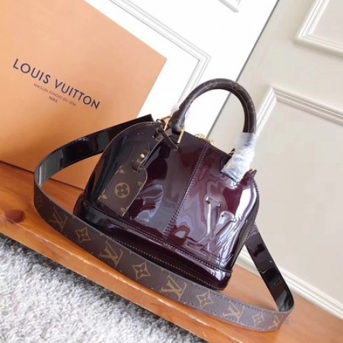 Kabelka Louis Vuitton Monogram Vernis ALMA BB M54704 Hnědá
