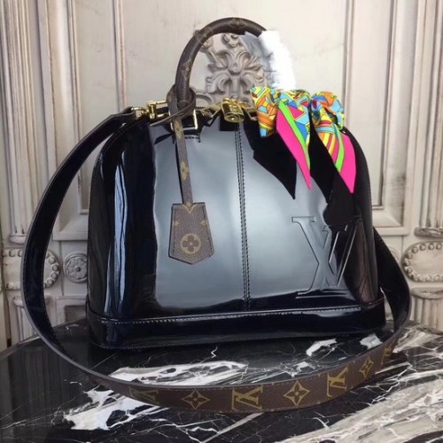 Louis Vuitton Monogram Vernis Originální kožená taška Alma Tote M54395 černá