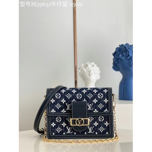 Kabelka Louis Vuitton Monogram denim DAUPHINE MM M59483 tmavě modrá