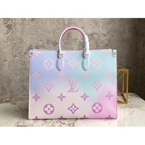 Kabelka Louis Vuitton ONTHEGO GM Dip Dye Pastel M46076 růžová a modrá