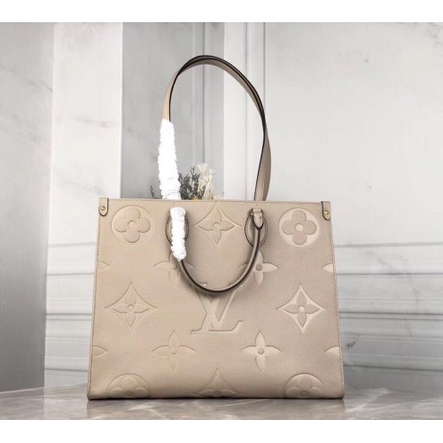 Originální kožená taška Louis Vuitton ONTHEGO M44576 béžová