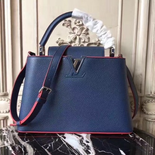 Louis Vuitton originální kožené kabelky CAPUCINES PM M42450 modrá