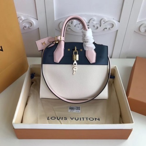 Louis Vuitton originální kožená kabelka CITY STEAMER Mini M55062 černá a bílá