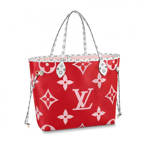 Louis Vuitton originální monogramová plátěná taška NEVERFULL MM M44567 červená