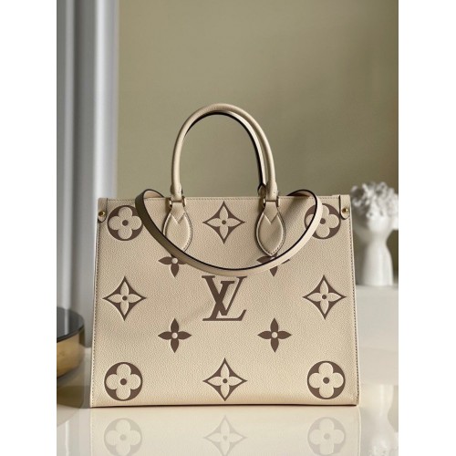 Louis Vuitton Original Onthego střední taška s logem v krémové barvě M45495 s hnědým logem