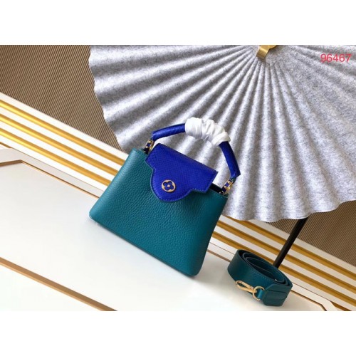 Louis Vuitton originální kožené kabelky Taurillon CAPUCINES BB M95509 modré