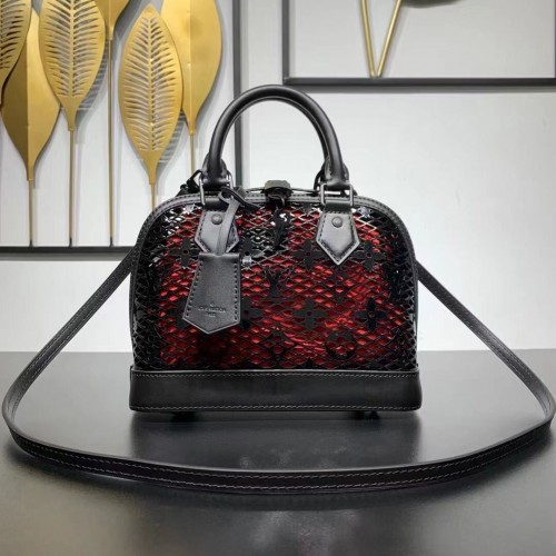Louis Vuitton Lakovaná telecí kůže Alma MM M20585 Černá a červená