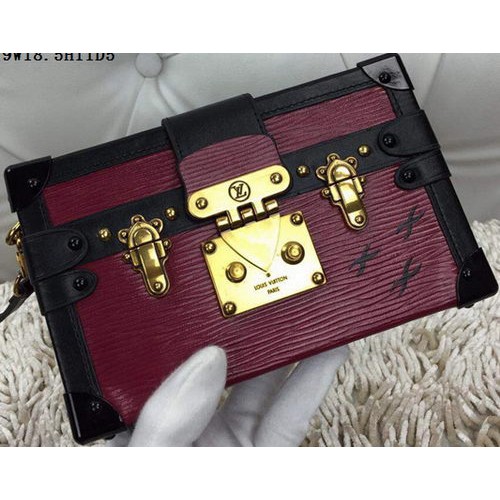 Louis Vuitton Petite Malle Epi kožená taška M94219 vínová