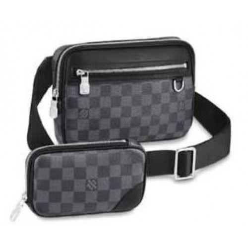 Plátěná taška Louis Vuitton Scott Messenger Damier Graphite M63259 Černá