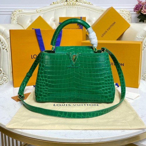 Kabelky Louis Vuitton CAPUCINES z krokodýlí kůže M48866 zelené