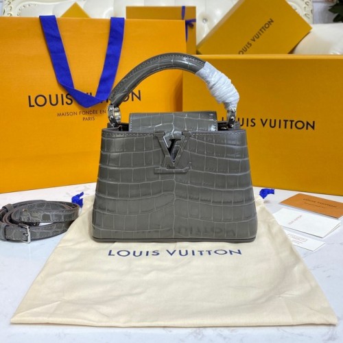 Kabelky Louis Vuitton CAPUCINES MINI z krokodýlí kůže M81190 tmavě šedé