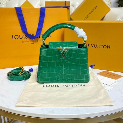 Kabelky Louis Vuitton CAPUCINES MINI z krokodýlí kůže M81190 zelená