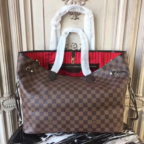 Louis Vuitton originál Damier Ebene Canvas Neverfull GM N51106 Red