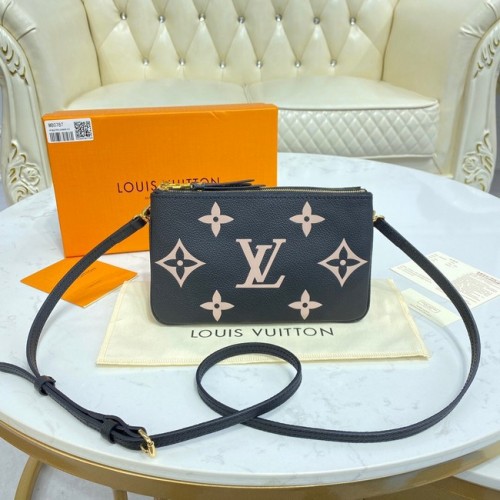 Louis Vuitton Monogram Empreinte Pouzdro s dvojitým zipem M80084 Black & Beige