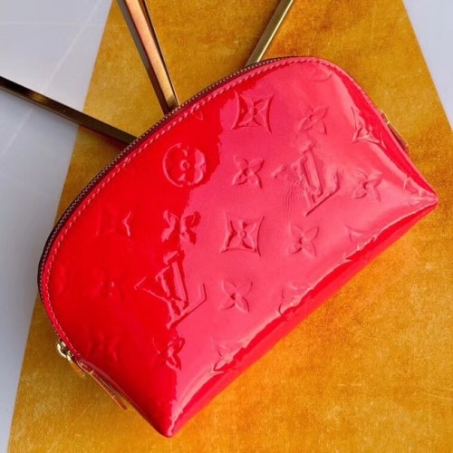 Louis Vuitton Monogram Vernis Leather Cosmetic Pouch M90172 Meloun Červená
