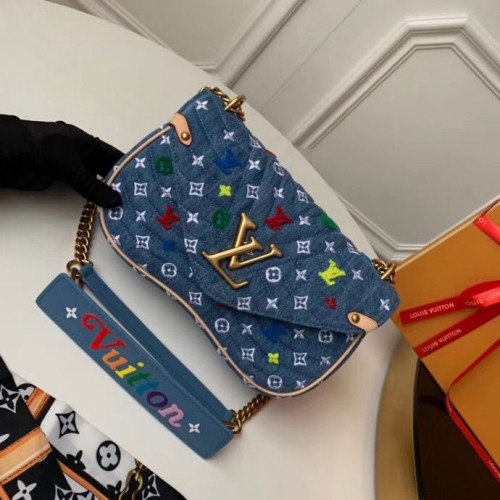 Louis Vuitton Originální NEW WAVE Střední Kabelka M53692 Modrá