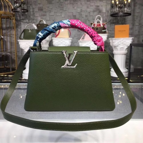 Originální kabelka Louis Vuitton CAPUCINES PM M94587 zelená