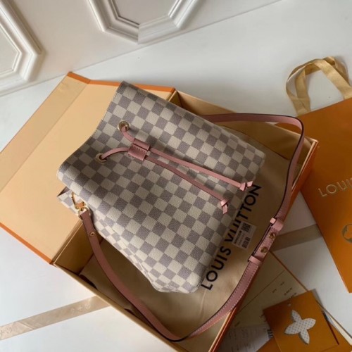 Originální kabelka Louis Vuitton Damier Azur NEONOE N44022 růžová
