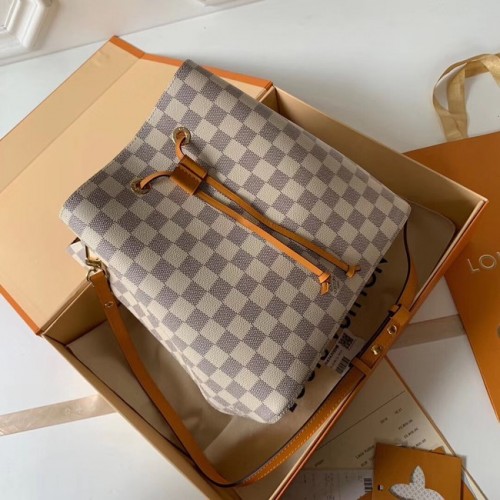 Originální kabelka Louis Vuitton Damier Azur NEONOE N44022 žlutá