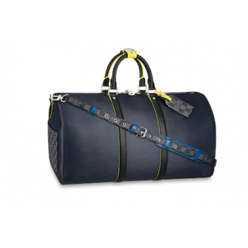 Louis Vuitton originální kabelka KEEPALL BANDOULIERE 50 M55149 modrá
