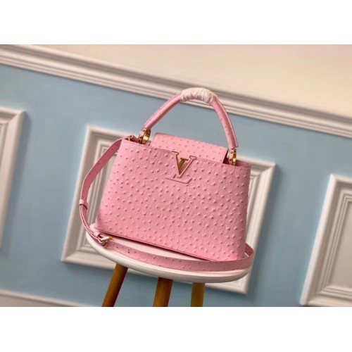 Louis vuitton originální pštrosí vzor CAPUCINES PM M53665 Eau de Rose