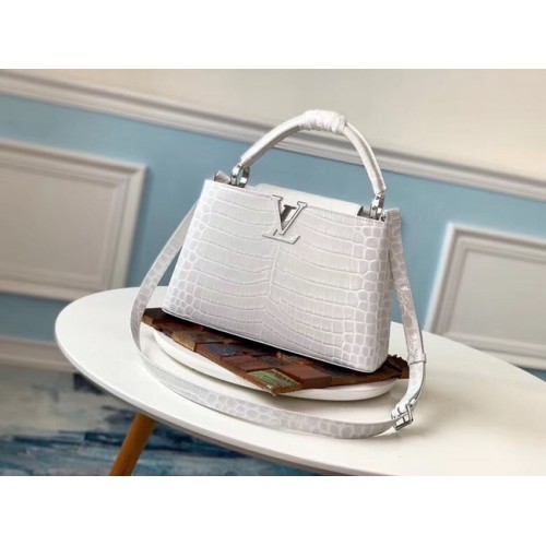 Louis Vuitton originální krokodýlí kabelka CAPUCINES PM M53665 krémová