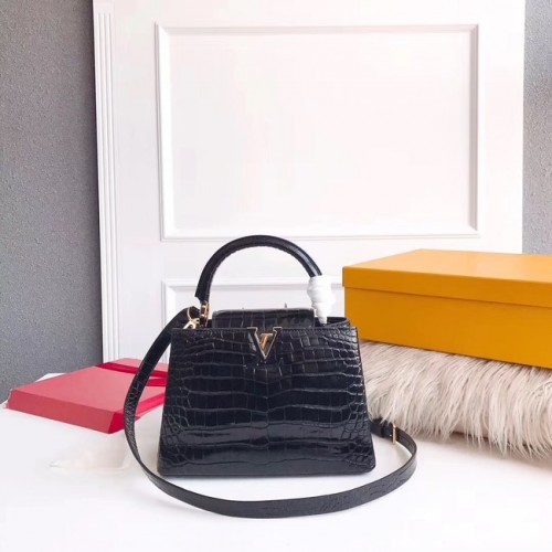 Louis Vuitton originální krokodýlí kabelka CAPUCINES PM M94587 černá