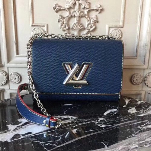 Louis Vuitton originální epi leather kabelka TWIST MM M50332 tmavě modrá