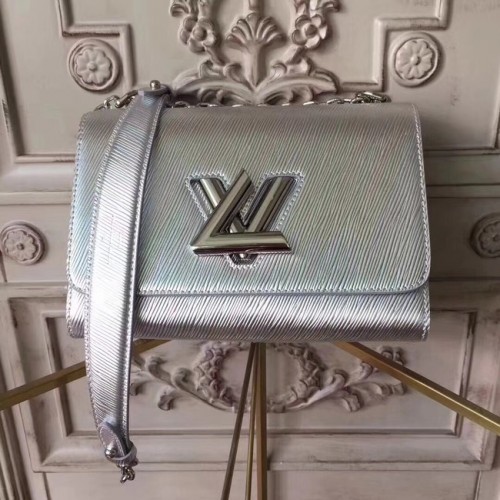Louis Vuitton originální epi leather kabelka TWIST MM M50332 stříbrná