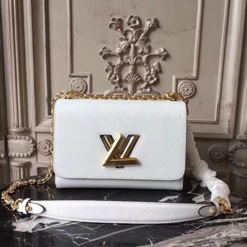 Louis Vuitton originální epi kožená kabelka TWIST MM M50332 bílá
