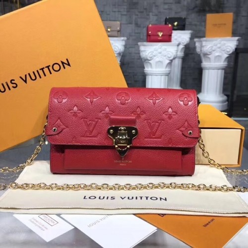 Originální peněženka Louis Vuitton s mongramovým potiskem a řetízkem M63399 červená
