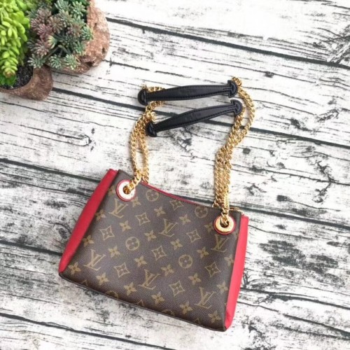 Originální plátěná kabelka Louis Vuitton s monogramem SURENE BB M43775 červená