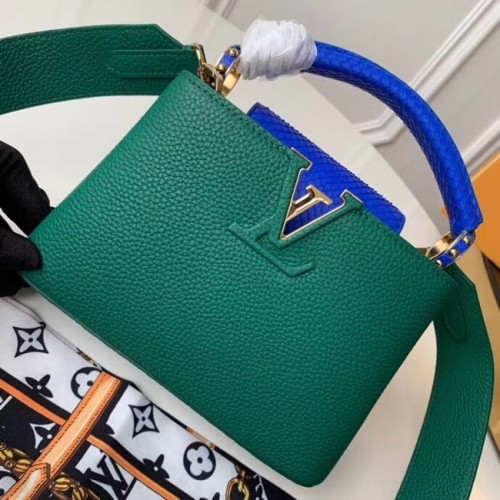 Louis vuitton originální taurillonová kůže Capucines Mini N95509 zelená