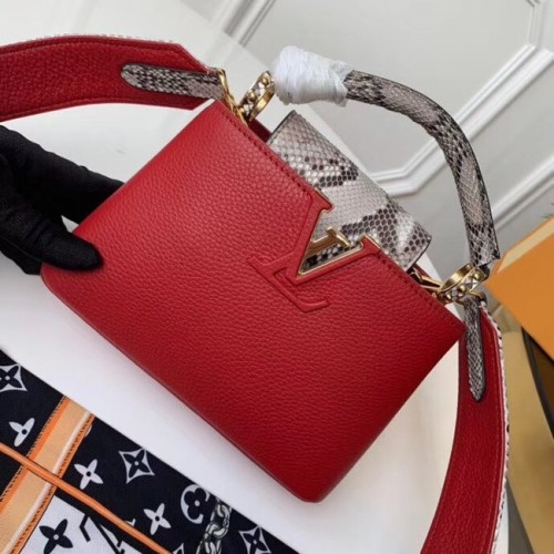 Louis vuitton originální taurillon kůže Capucines Mini N95509 červená