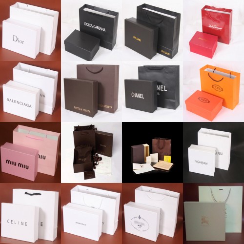 Luxusní balení tašek a bot (krabice, papírový sáček, účtenka)