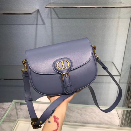 STŘEDNÍ DIOR BOBBY BAG Box Calfskin M9319 Královská modrá