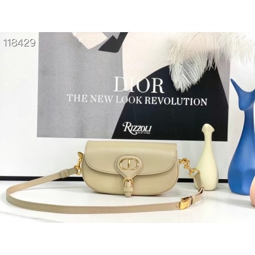 STŘEDNÍ DIOR BOBBY BAG Teplá taupe telecí kůže M9327 béžová