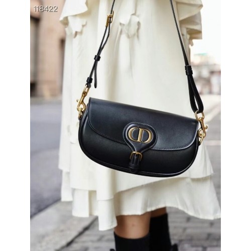 STŘEDNÍ DIOR BOBBY BAG Teplá telecí kůže Taupe Box M9327 černá