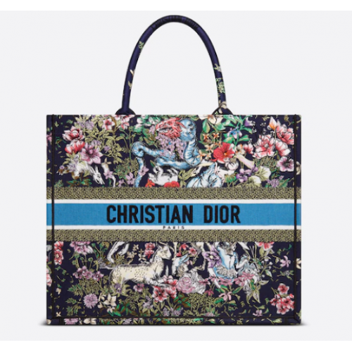 STŘEDNÍ TAŠKA DIOR BOOK TOTE Modrá a vícebarevná výšivka D-Constellation M1296ZRUV-5