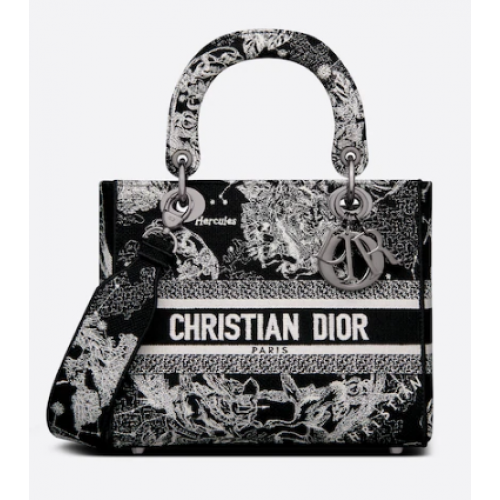 STŘEDNÍ DÁMSKÁ KAŠE D-LITE Černá taška Toile de Jouy s výšivkou zvěrokruhu M0565BRHZ