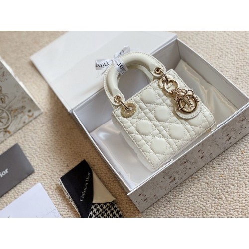 MICRO DIORAMOUR DÁMSKÁ KABELKA DIOR S08568 Bílo-zlatá kovová